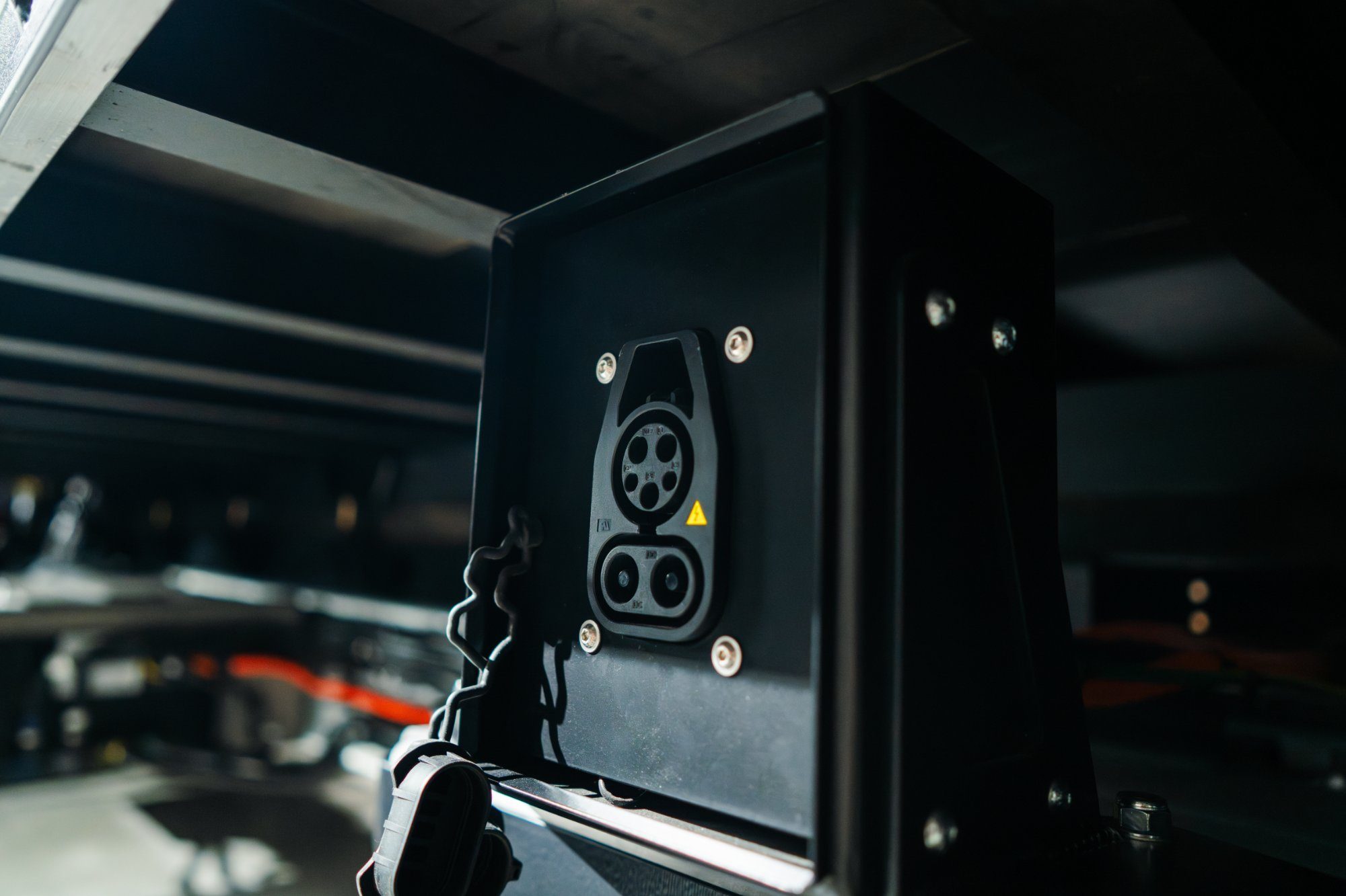 Charging port on the Harbinger HC Series Cab chassis